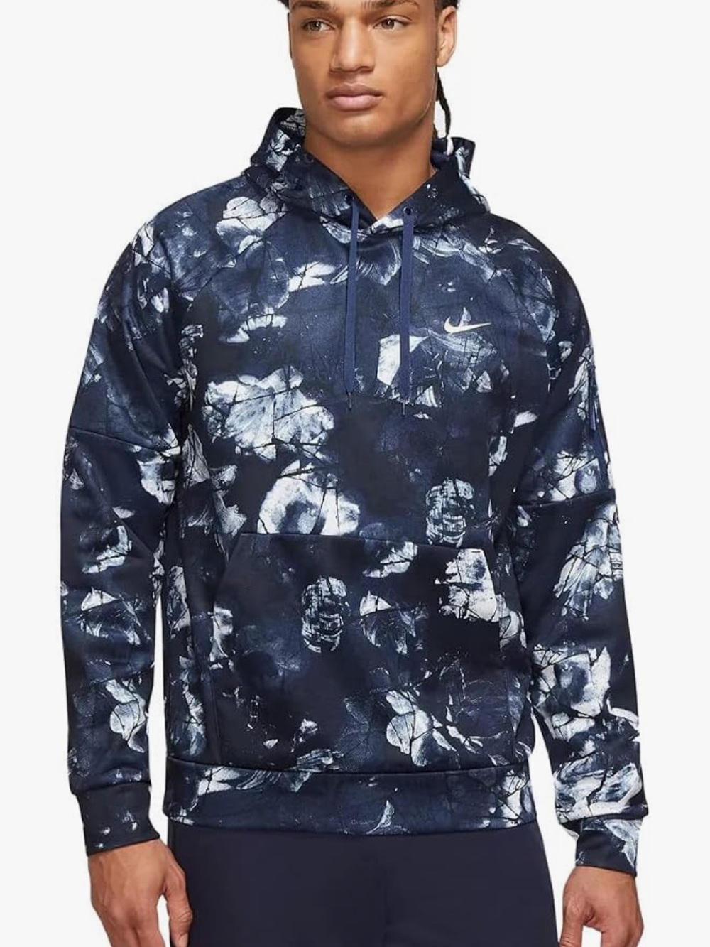 Nike Thermal Fit Training Hooded Sweatshirt Pullover Men XL Navy White Abstract
